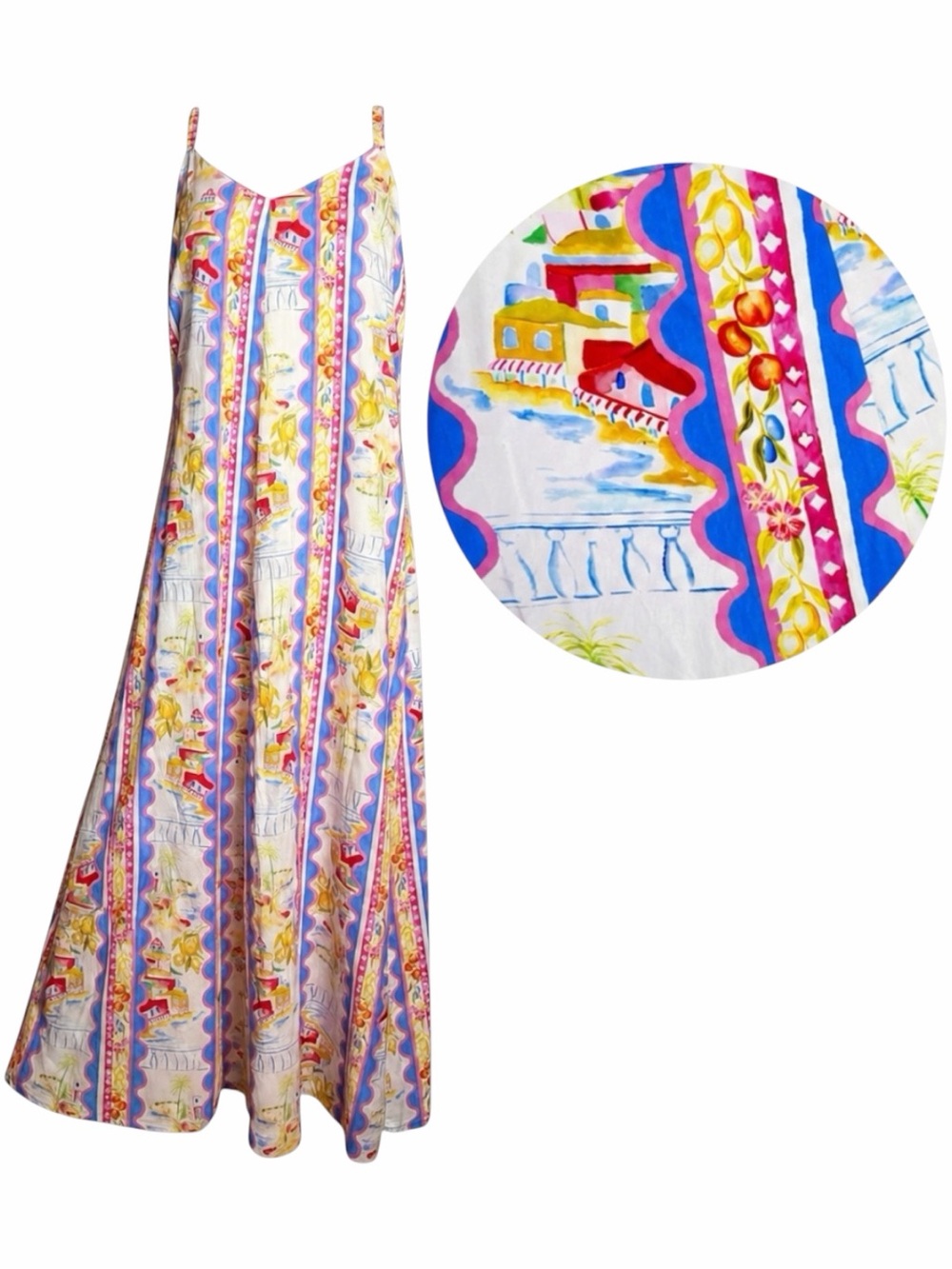 Label of Love Mediterranean Maxi Dress M Lemon Coastal‎ Print